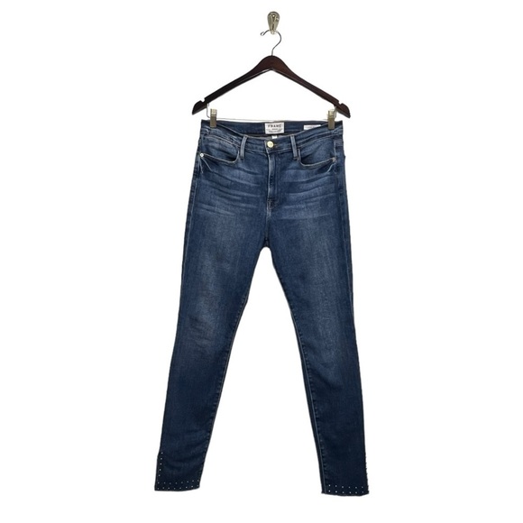 FRAME Le High Skinny Slit Studded Jeans Hazelwood 30 - Picture 7 of 14